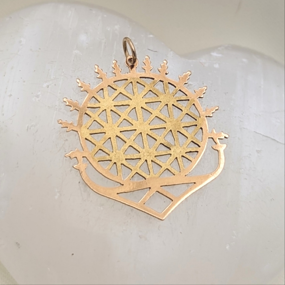 14K Solid Gold Sacred Geometric Pendant